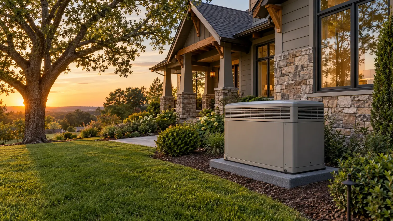Generac generator beside a Tennessee home
