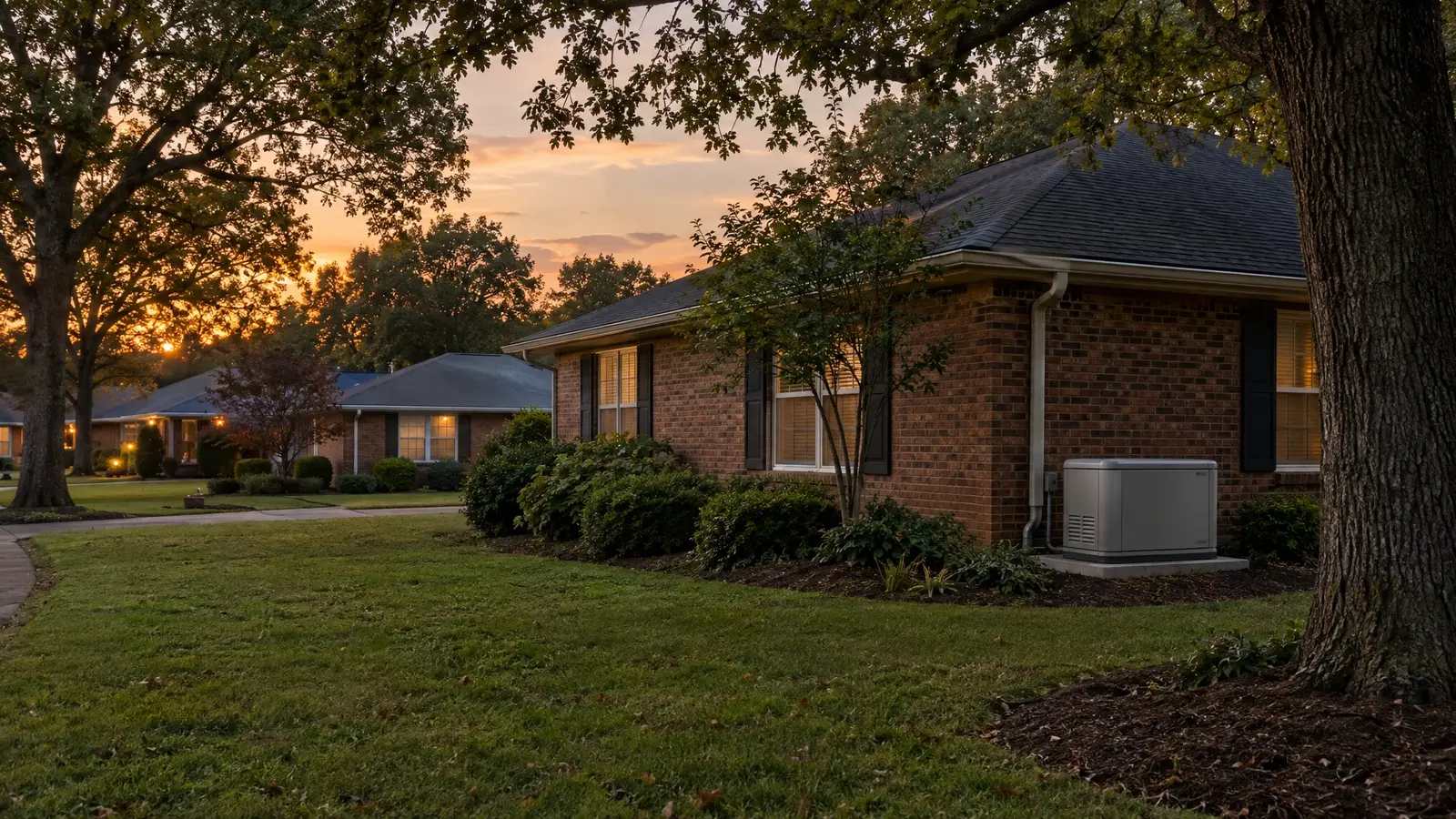 Standby generator beside a home in Antioch, Tennessee