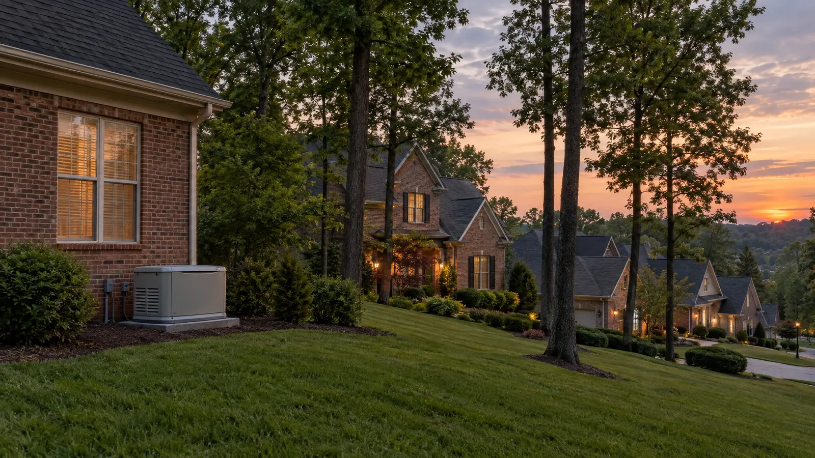 Standby generator beside a home in Goodlettsville, Tennessee