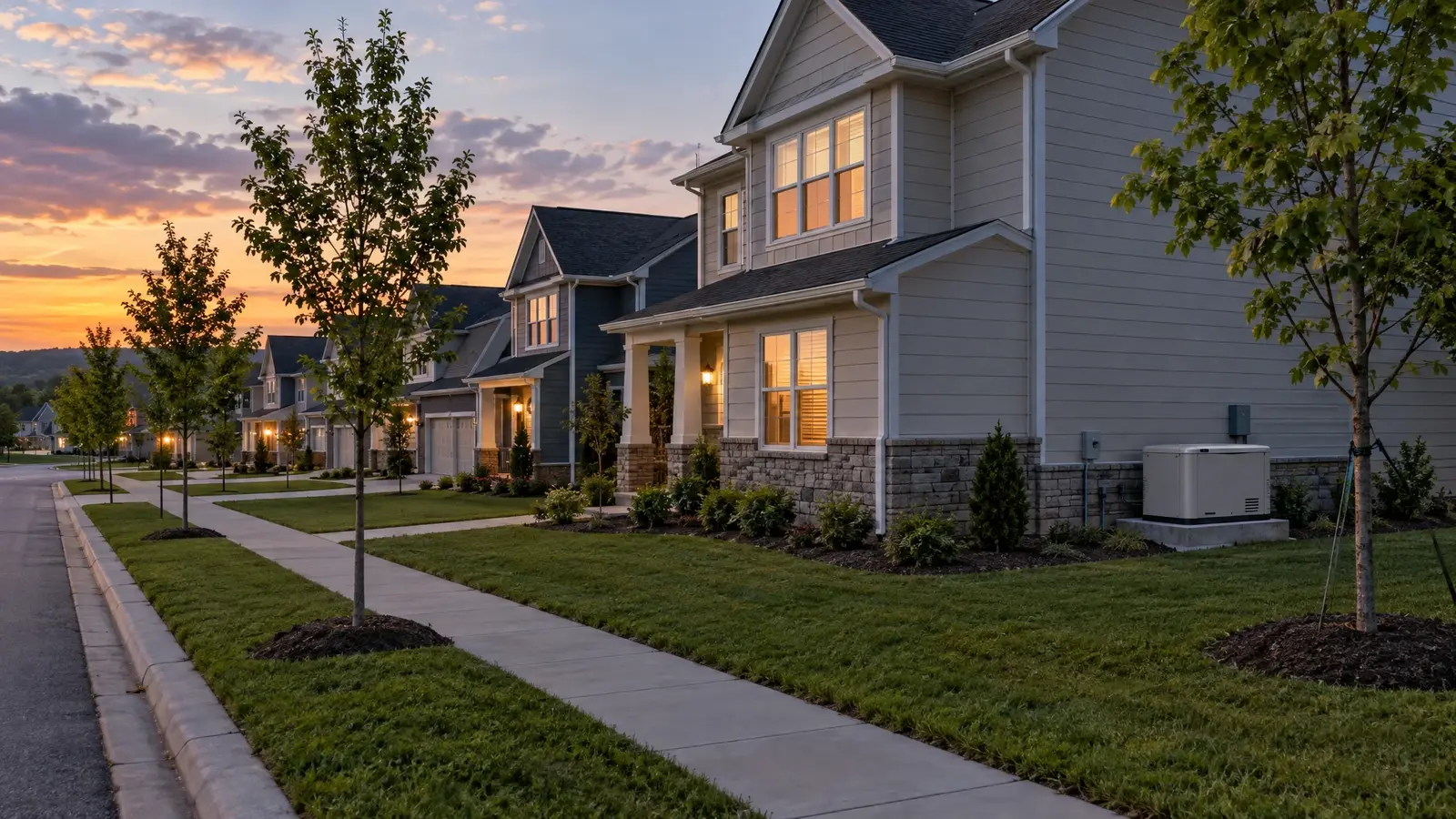 Standby generator beside a home in La Vergne, Tennessee