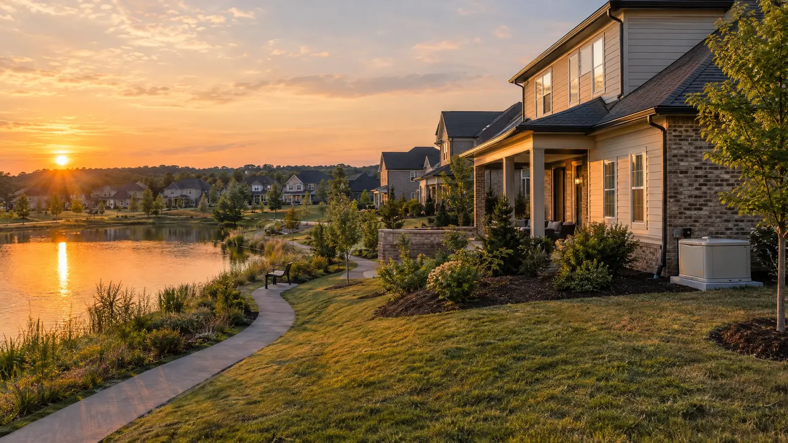 Standby generator beside a home in Mt. Juliet, Tennessee
