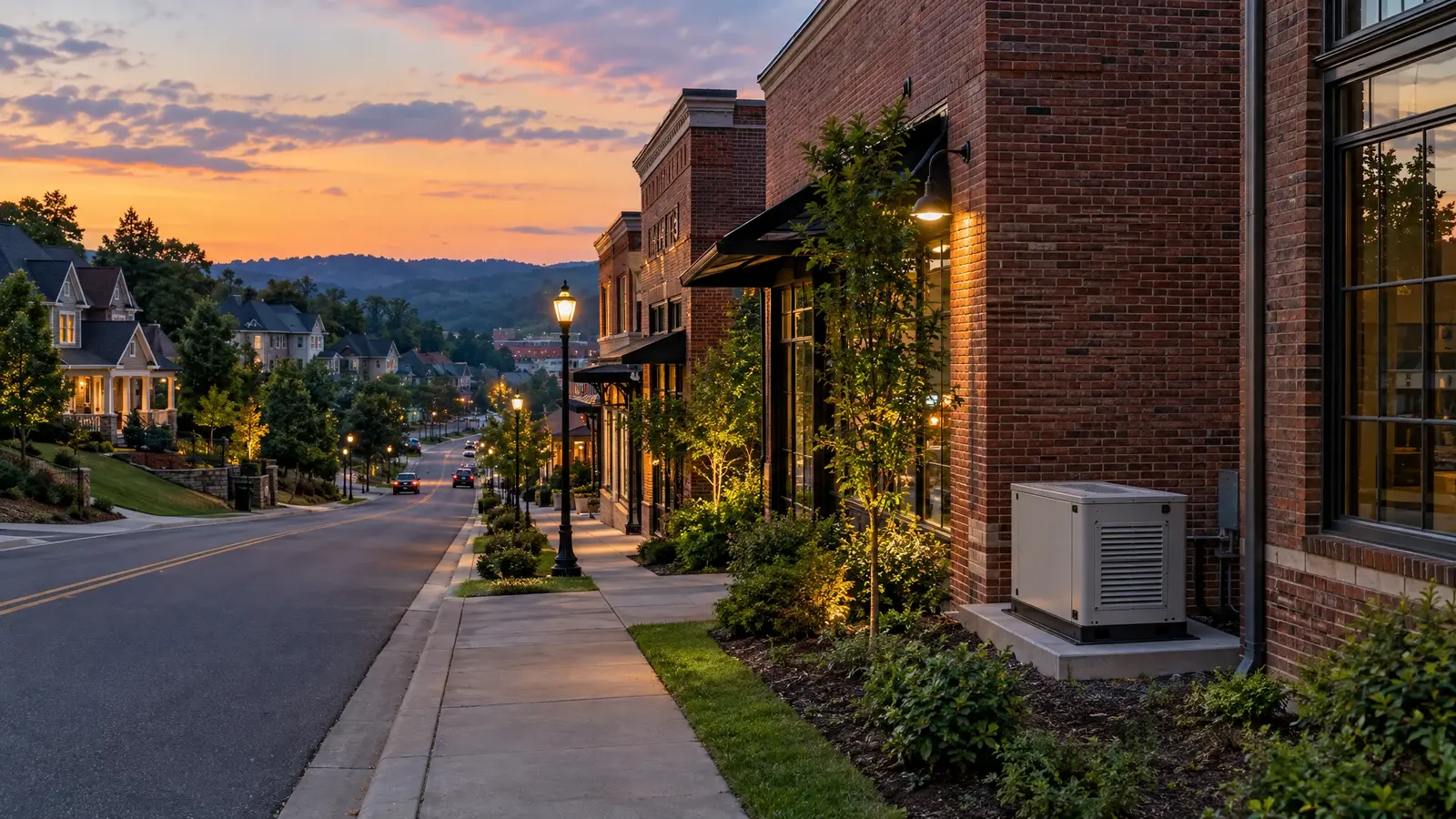 Standby generator beside a home in Murfreesboro, Tennessee