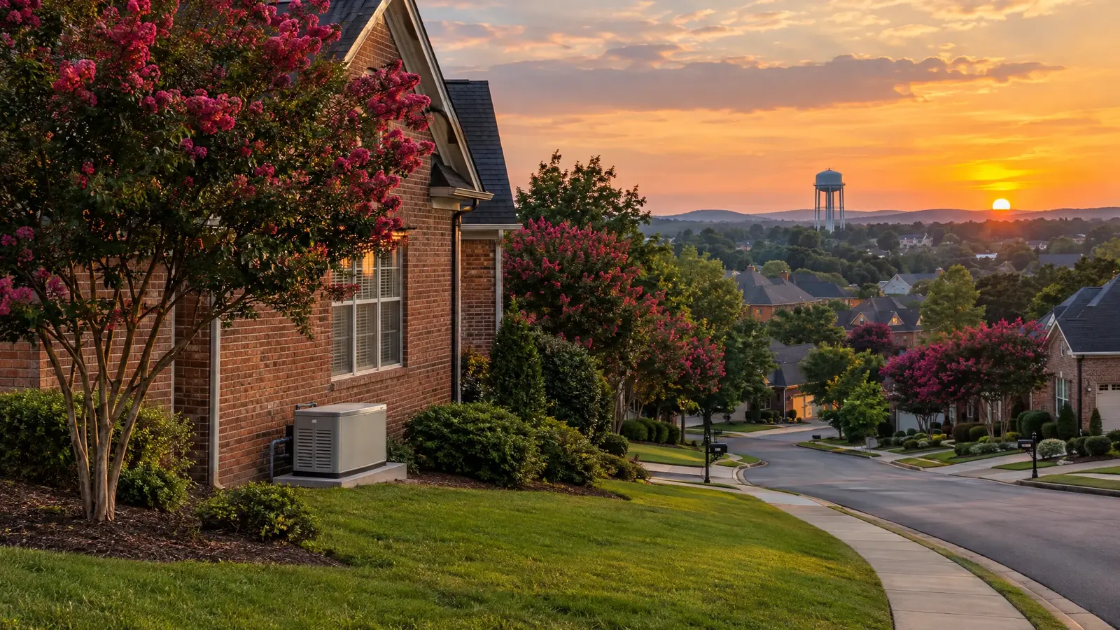 Standby generator beside a home in Smyrna, Tennessee