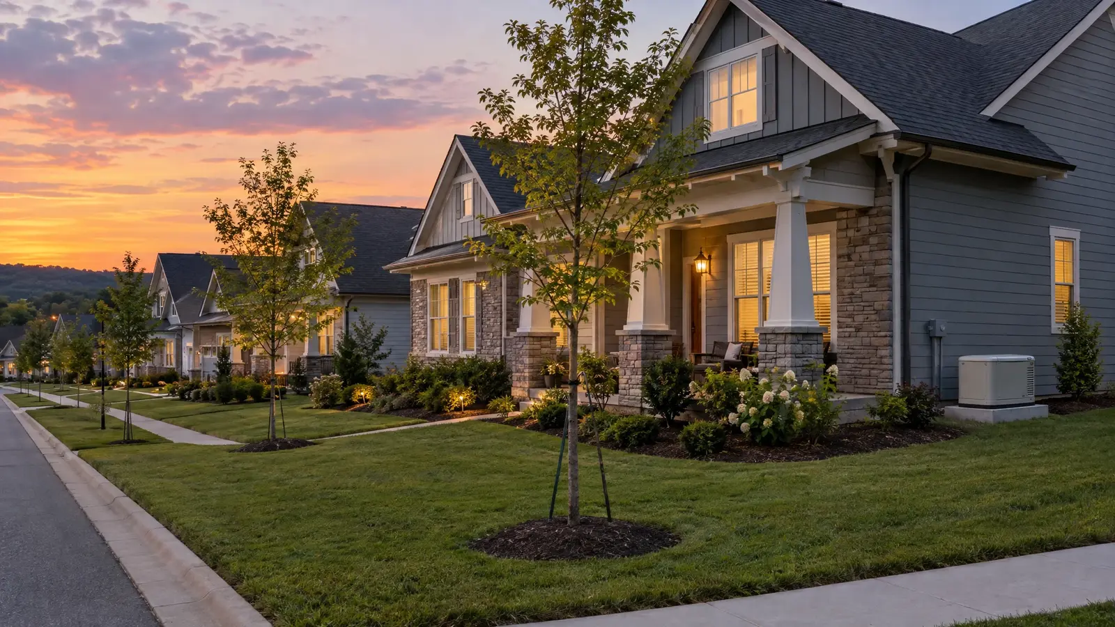 Standby generator beside a home in Spring Hill, Tennessee