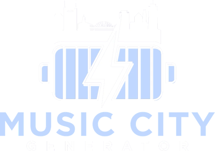 Music City Generator logo with a Nashville skyline and lightning bolt